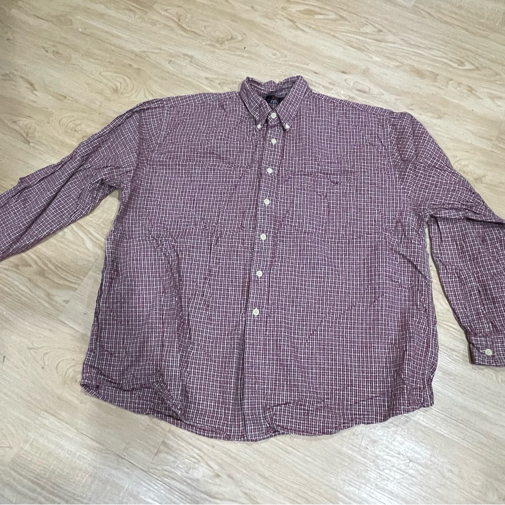 Men’s Emergency Exit Red Plaid Long Sleeve Shirt Size XL